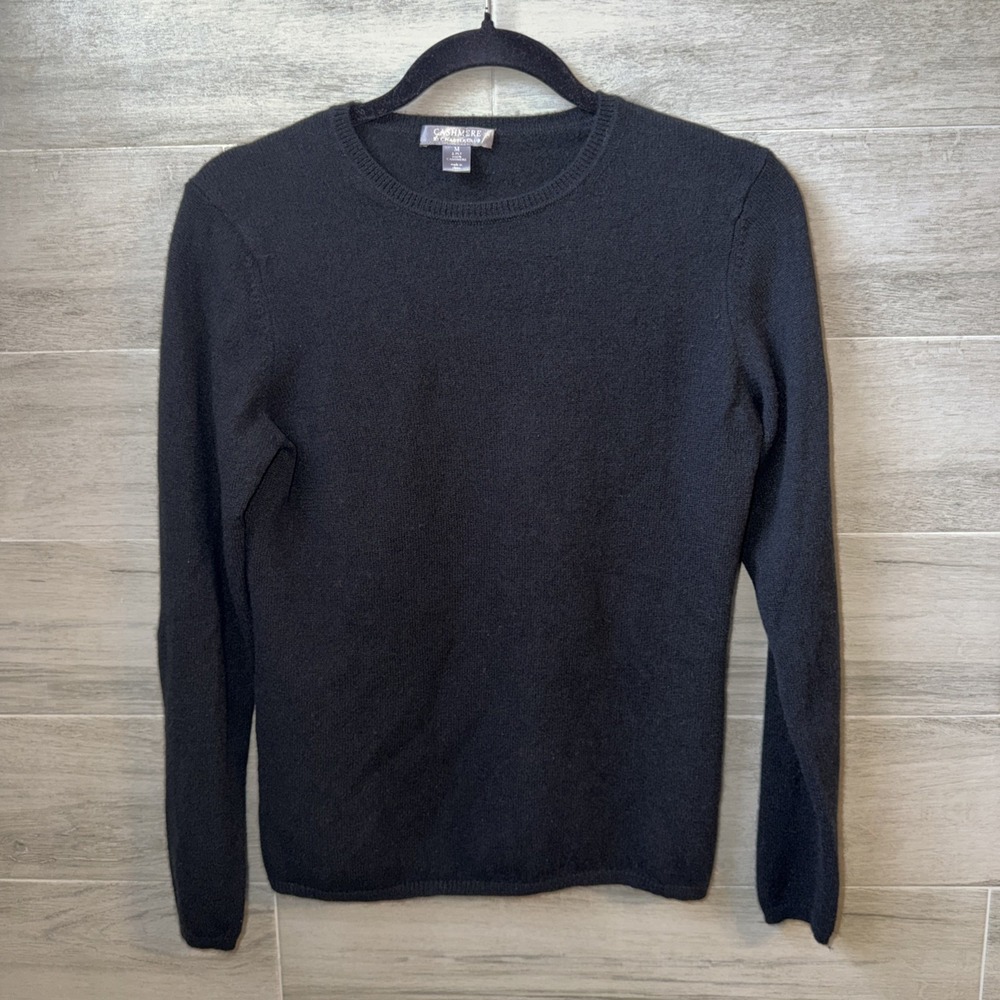 Charter Club 100% Cashmere Sweater Women's Size M Black Crew Neck Long Sleeve